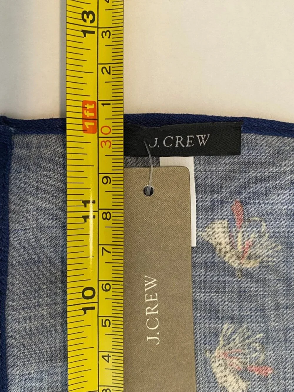 J.Crew NWT 100% Wool Fly Fishing Pocket Square Made USA Blue